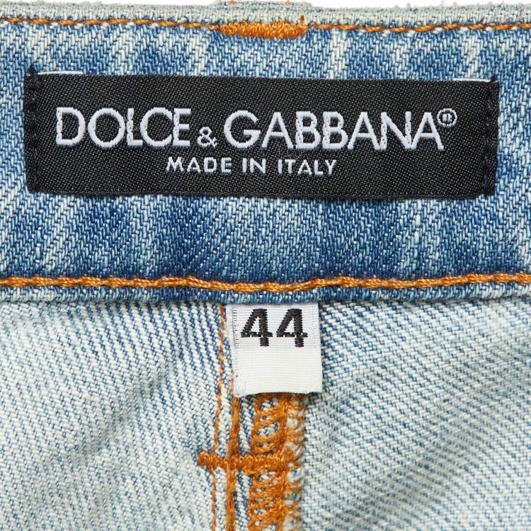 Pre Owned Dolce & Gabbana Blue Denim Tapered Leg Jeans M