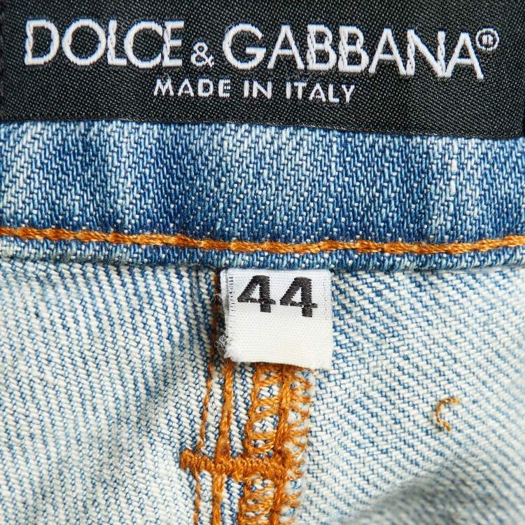 Pre Owned Dolce & Gabbana Blue Denim Tapered Leg Jeans M