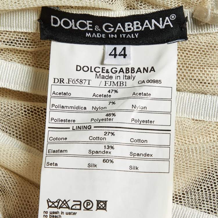 Pre Owned Dolce & Gabbana Gold Brocade Belt Detail Midi Dress M