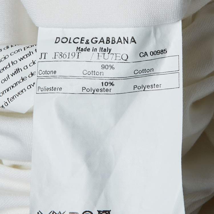 مملوكة مسبقًا Dolce & Gabbana White Cotton Knit Bow Detail T-Shirt L
