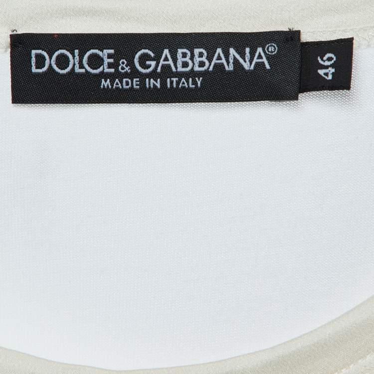 مملوكة مسبقًا Dolce & Gabbana White Cotton Knit Bow Detail T-Shirt L