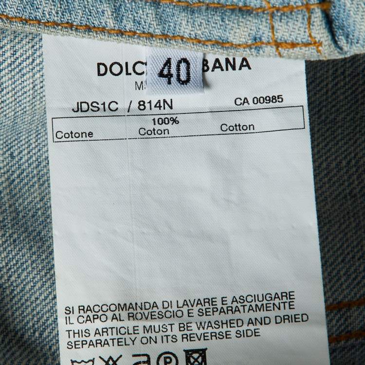 Pre Owned Dolce & Gabbana Blue Washed Denim Button Front Jacket S