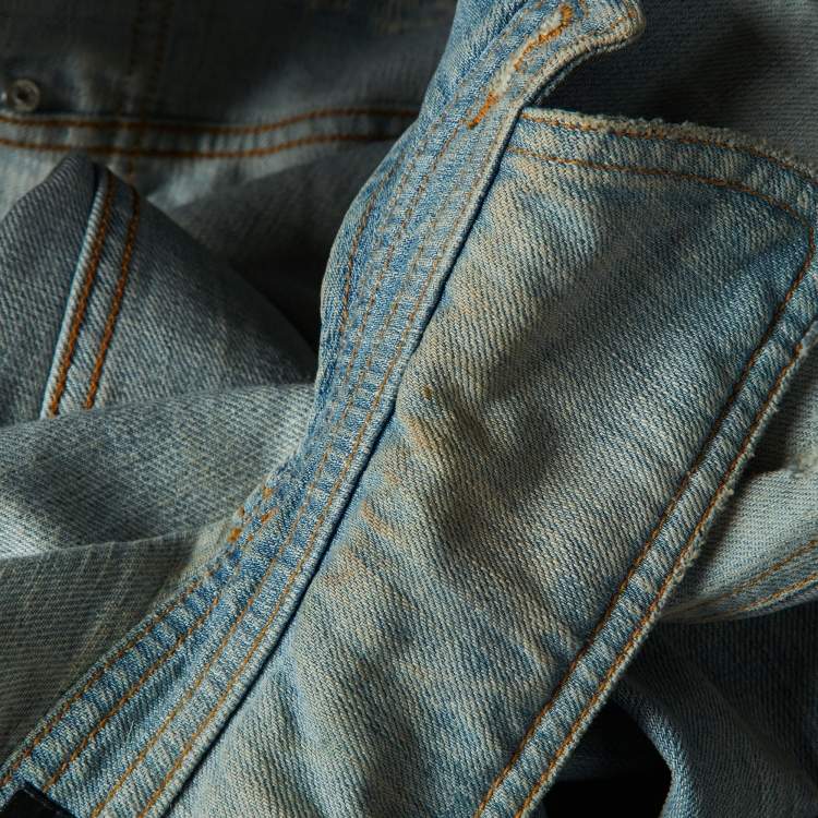 Pre Owned Dolce & Gabbana Blue Washed Denim Button Front Jacket S