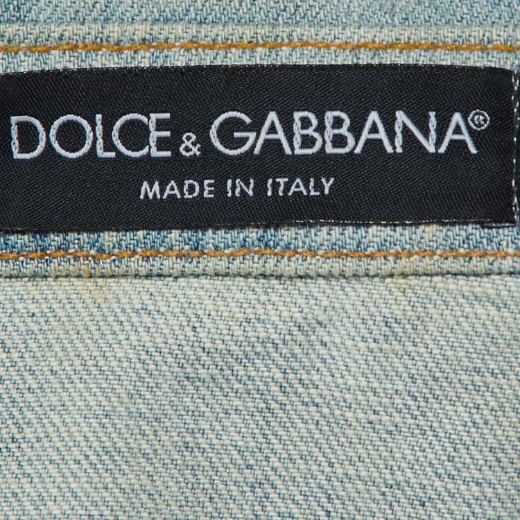 Pre Owned Dolce & Gabbana Blue Washed Denim Button Front Jacket S