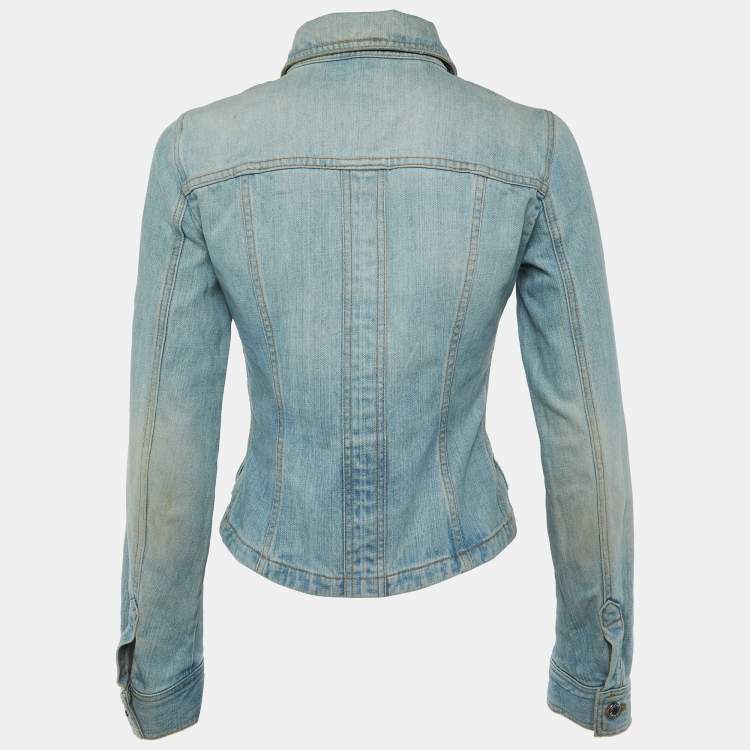 Pre Owned Dolce & Gabbana Blue Washed Denim Button Front Jacket S