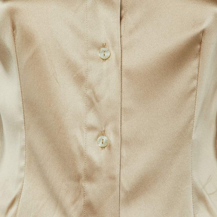 مملوكة مسبقًا Dolce & Gabbana Beige Silk Satin Button Front Shirt S