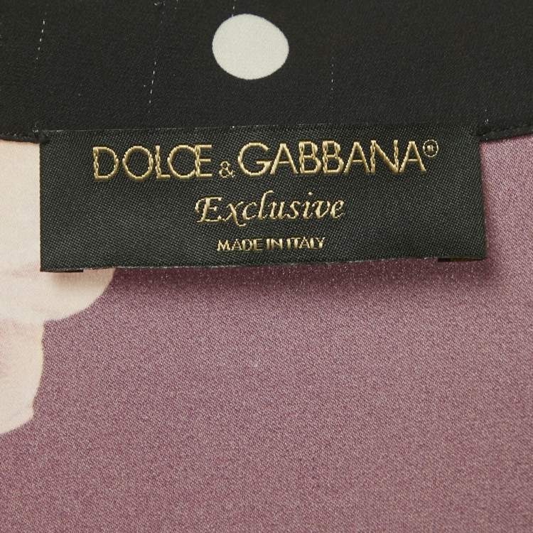 Pre Owned Dolce & Gabbana Burgundy Camellia Print Silk Full sleeve Blouse M  