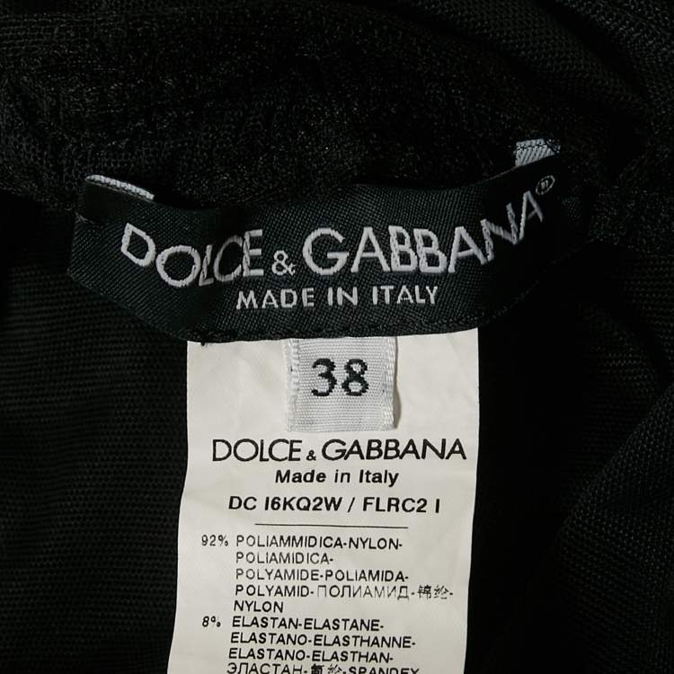 Pre Owned Dolce & Gabbana Black Ruched Mesh Halter Neck Maxi Dress S