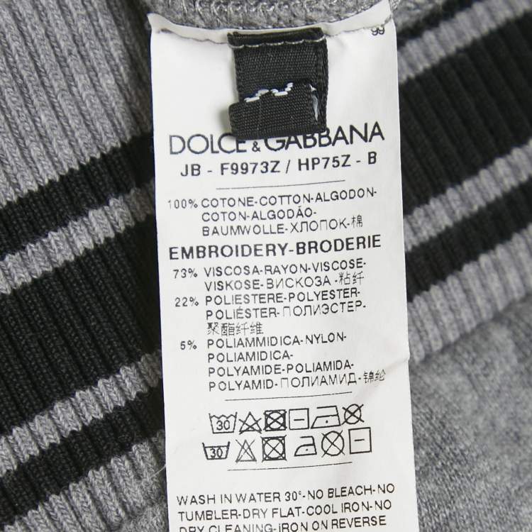 Pre Owned Dolce & Gabbana Grey Logo Print Cotton Floral Patch Detail Sweatshirt S