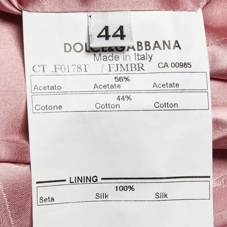 Pre Owned Dolce & Gabbana Pink Foral Jacquard Satin Long Coat M