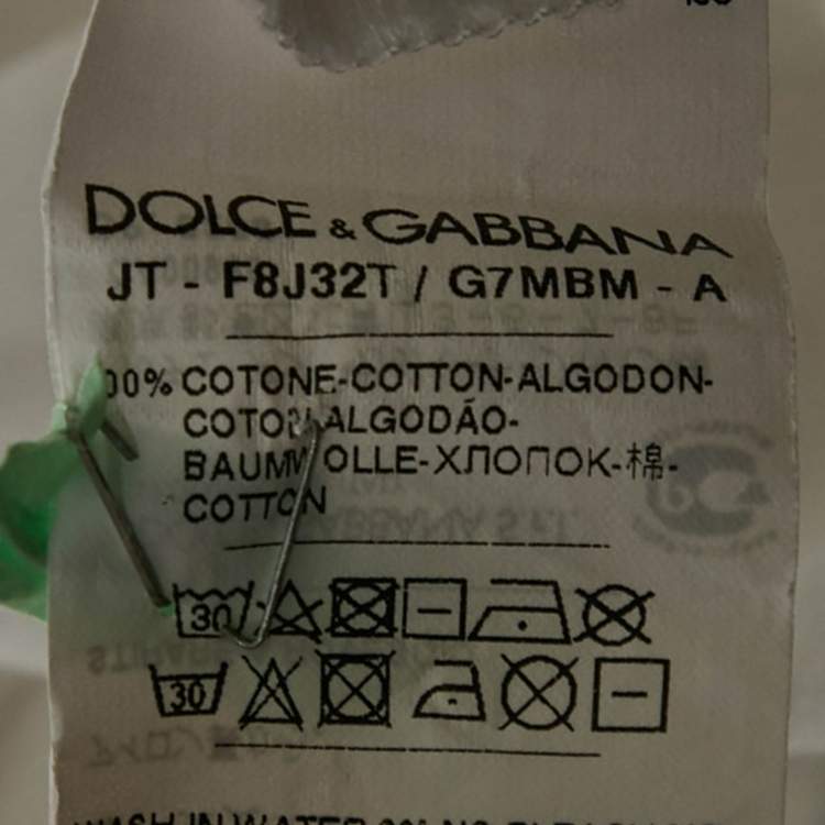 Pre Owned Dolce & Gabbana White Printed Cotton Knit Crew Neck T-Shirt S