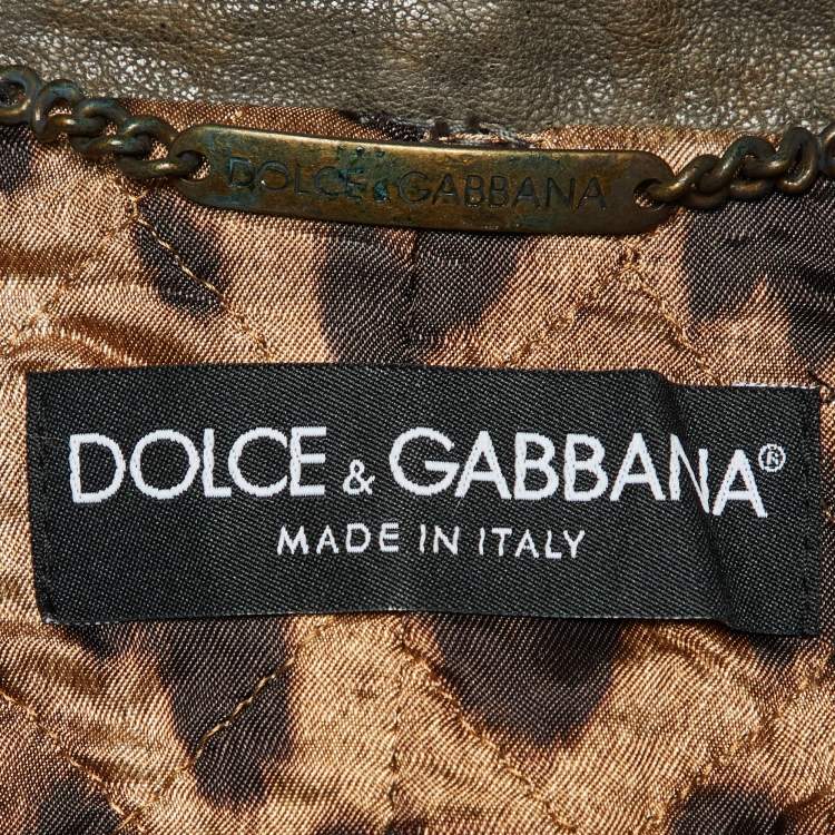 Pre Owned Dolce & Gabbana Brown Leather Cropped Jacket S