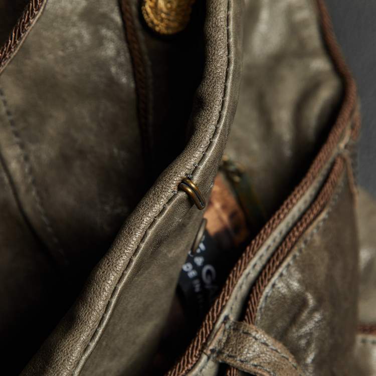 Pre Owned Dolce & Gabbana Brown Leather Cropped Jacket S