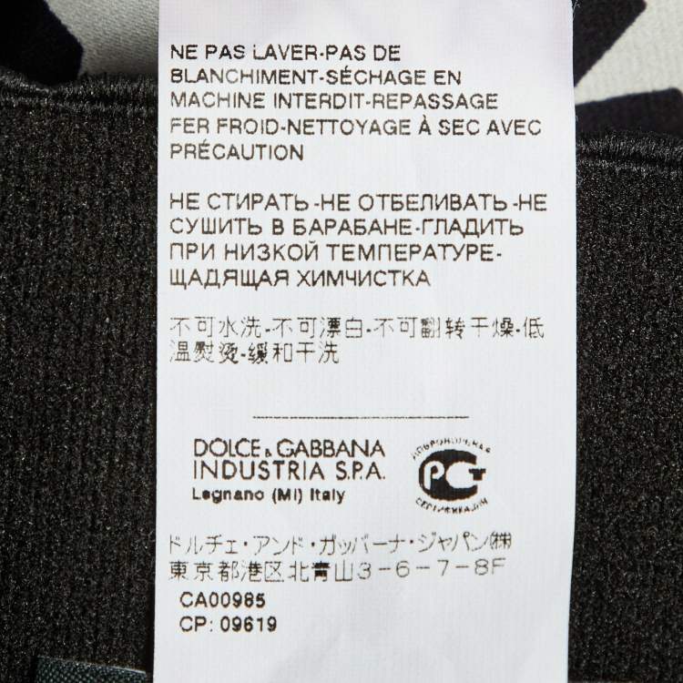 Pre Owned Dolce & Gabbana Black Star Print Stretch Silk Trousers S