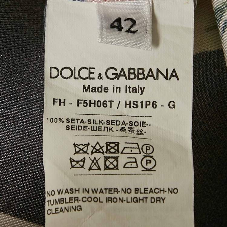 Pre Owned Dolce & Gabbana Multicolor Stipe Floral Print Silk Pajama Set M 