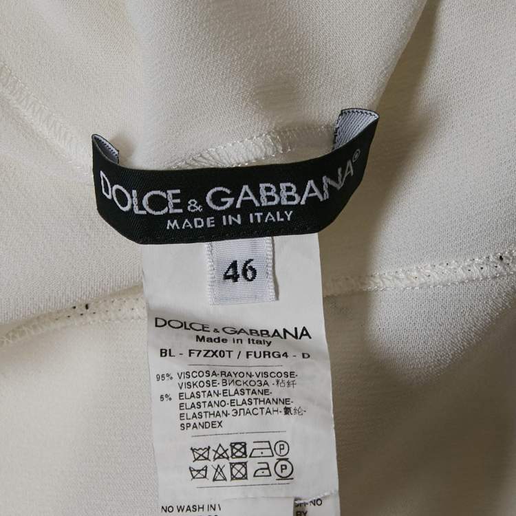Pre Owned Dolce & Gabbana White Chiffon Ruffled Blouse L