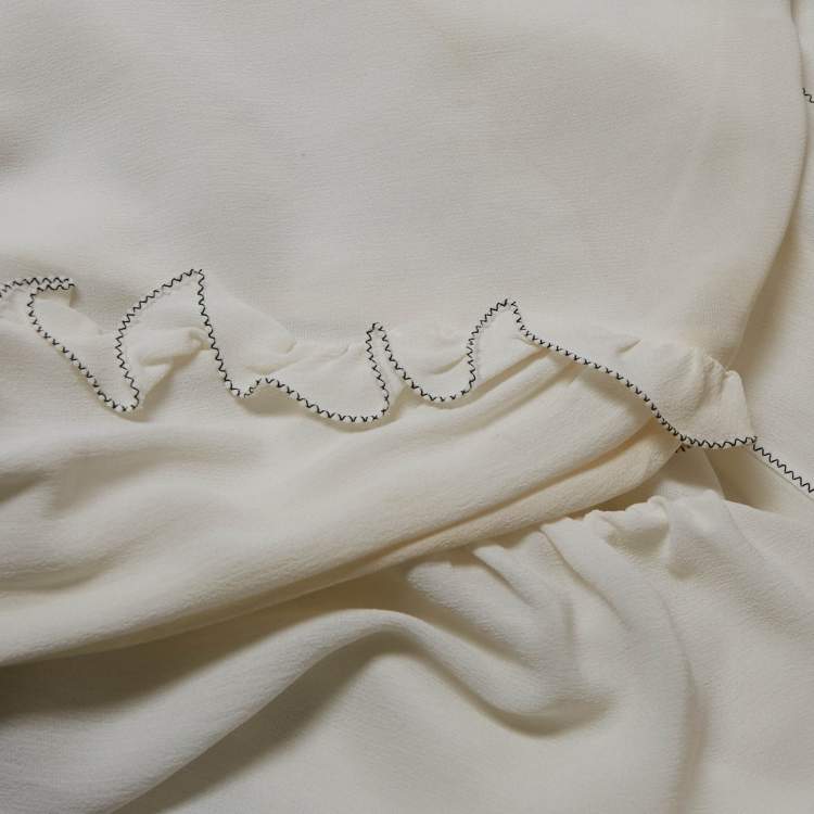 Pre Owned Dolce & Gabbana White Chiffon Ruffled Blouse L