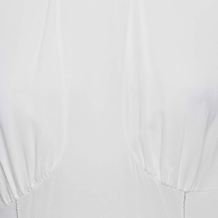 Pre Owned Dolce & Gabbana White Chiffon Ruffled Blouse L