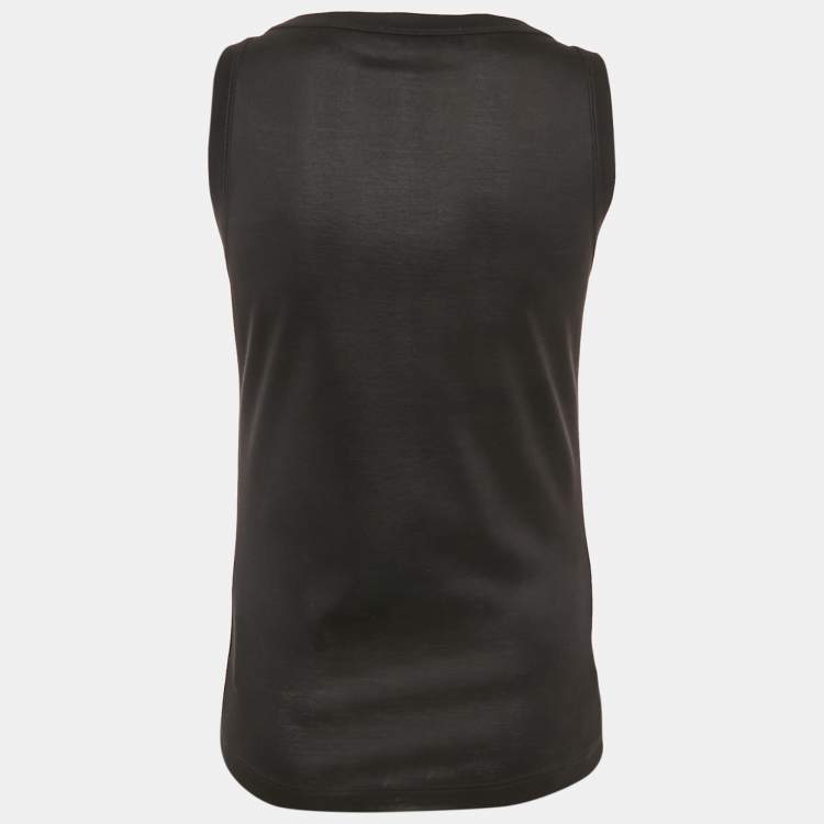 Pre Owned Dolce & Gabbana Black Stretch Cotton Pintuck Tank Top M