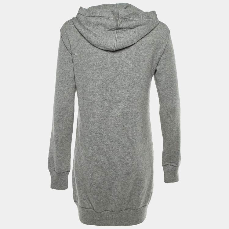 Pre Owned Dolce & Gabbana Grey Wool Knit Hooded Sweater Dress S
