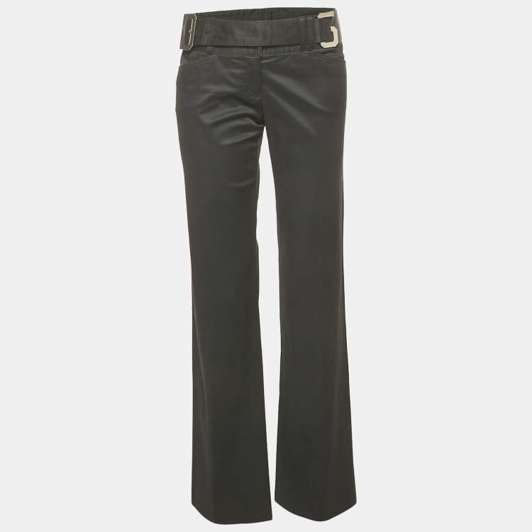 Pre Owned Dolce & Gabbana Black Gabardine Belted Pants M