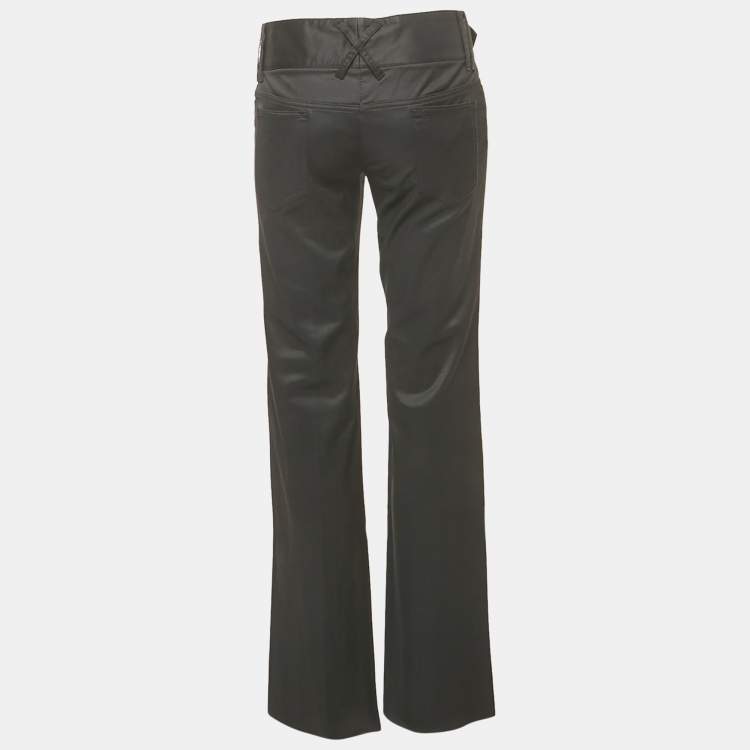 Pre Owned Dolce & Gabbana Black Gabardine Belted Pants M
