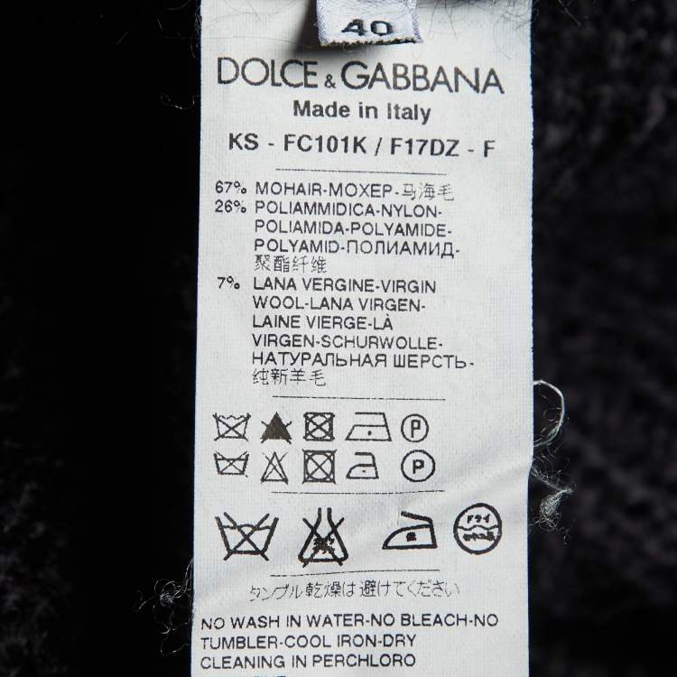 Pre Owned Dolce & Gabbana Black Wool Blend Knit Cropped Sweater S