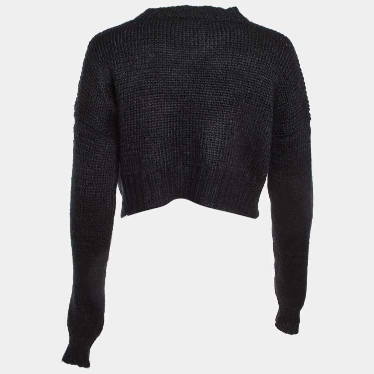 Pre Owned Dolce & Gabbana Black Wool Blend Knit Cropped Sweater S