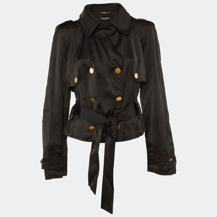 Pre Owned Dolce & Gabbana Black Satin Double Breasted Jacket S