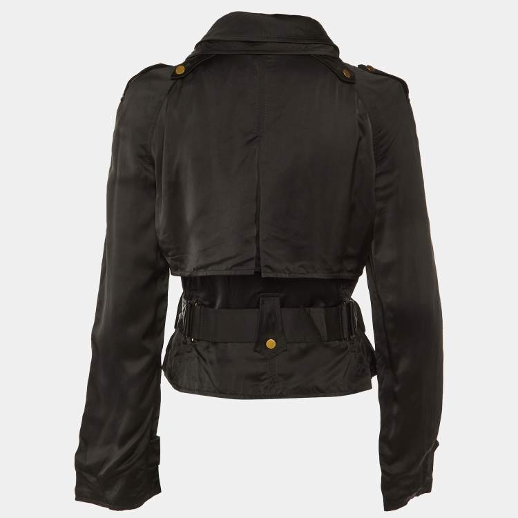 Pre Owned Dolce & Gabbana Black Satin Double Breasted Jacket S