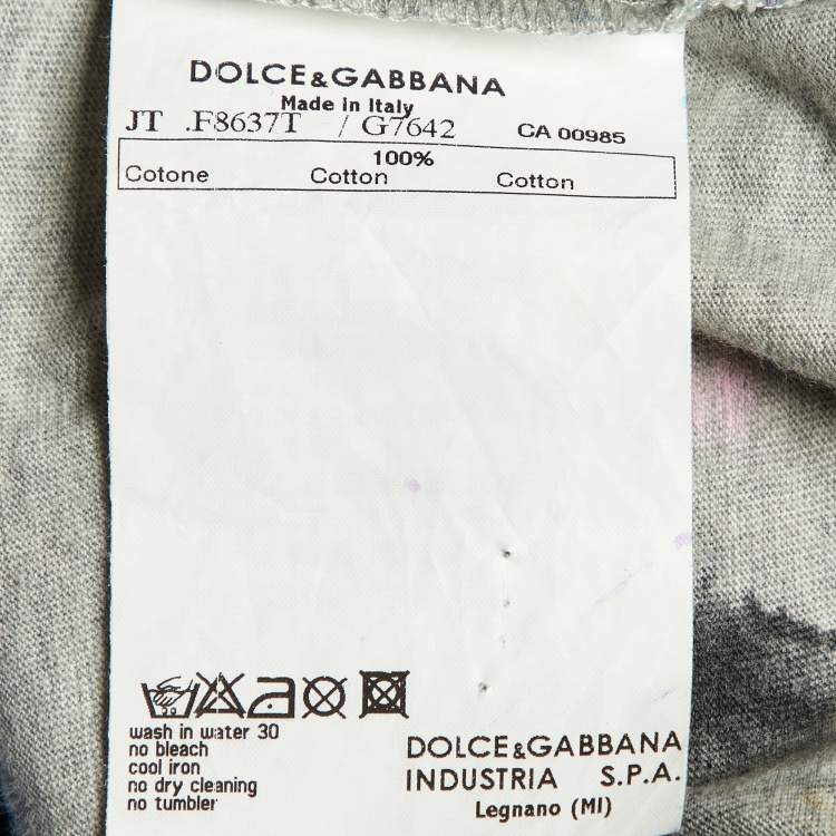 Pre Owned Dolce & Gabbana Grey Hand Painted Cotton Knit Limited Edition Tank Top S