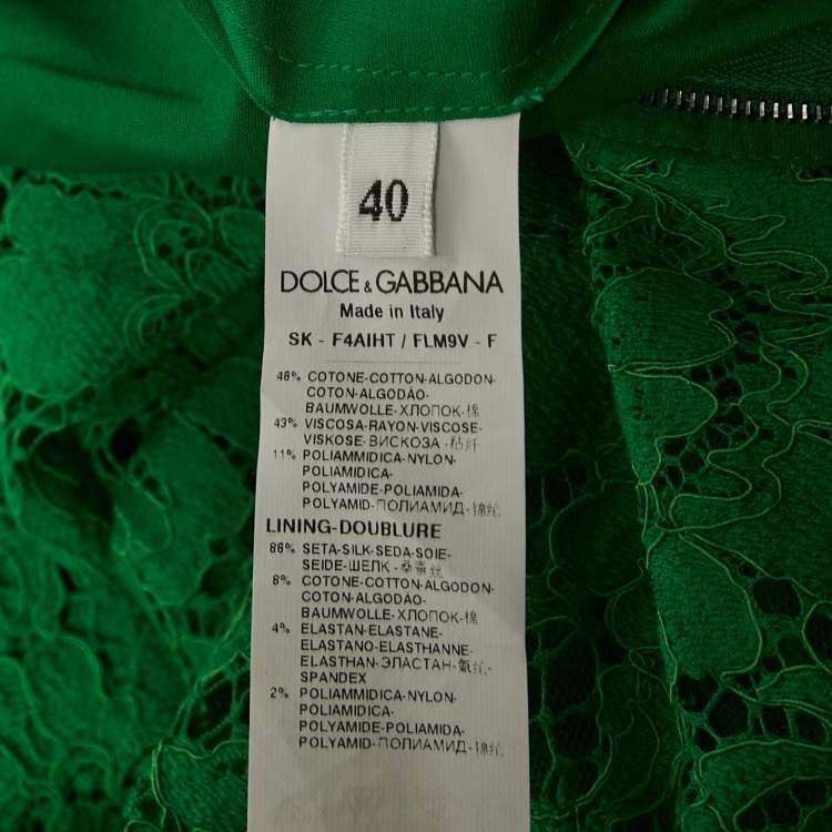 Pre Owned Dolce & Gabbana Green Floral Lace Midi Dress S
