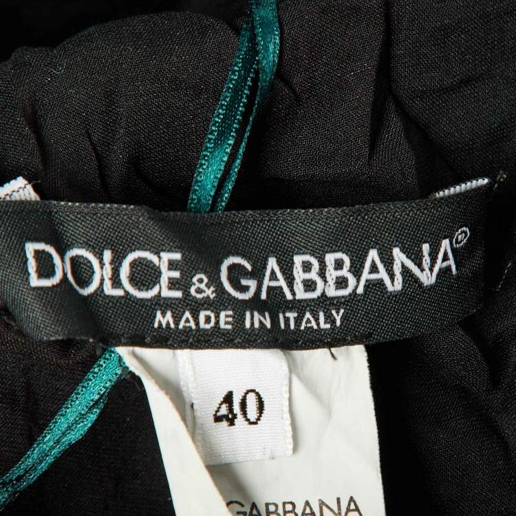 Pre Owned Dolce & Gabbana Green Lace Bow Detail Flared Mini Dress S