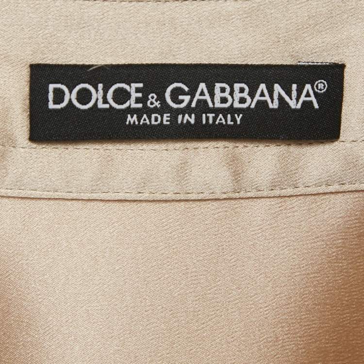 Pre Owned Dolce & Gabbana Cream Satin Button Detail Shirt M