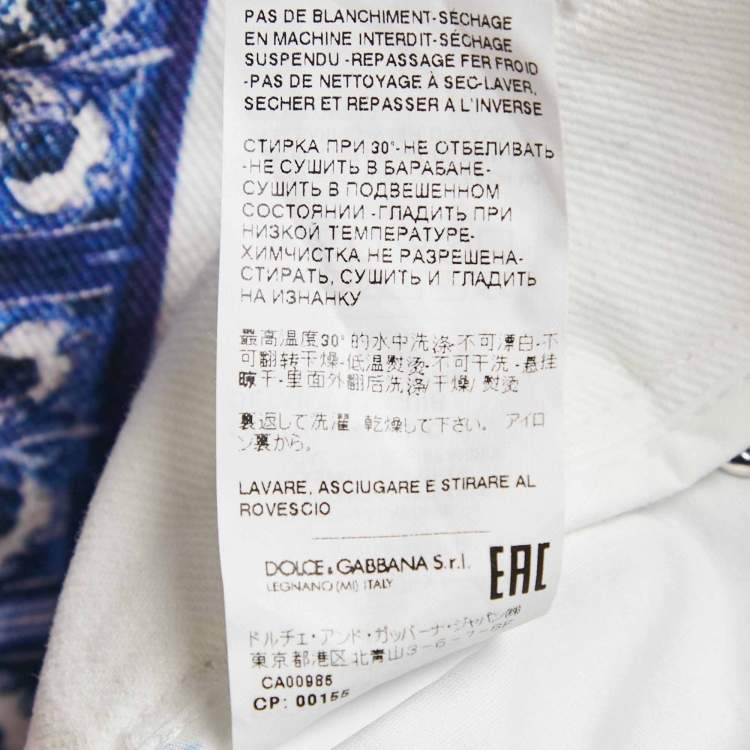 Pre Owned Dolce & Gabbana White Majolica Print Denim Skinny Jeans M Waist 27"