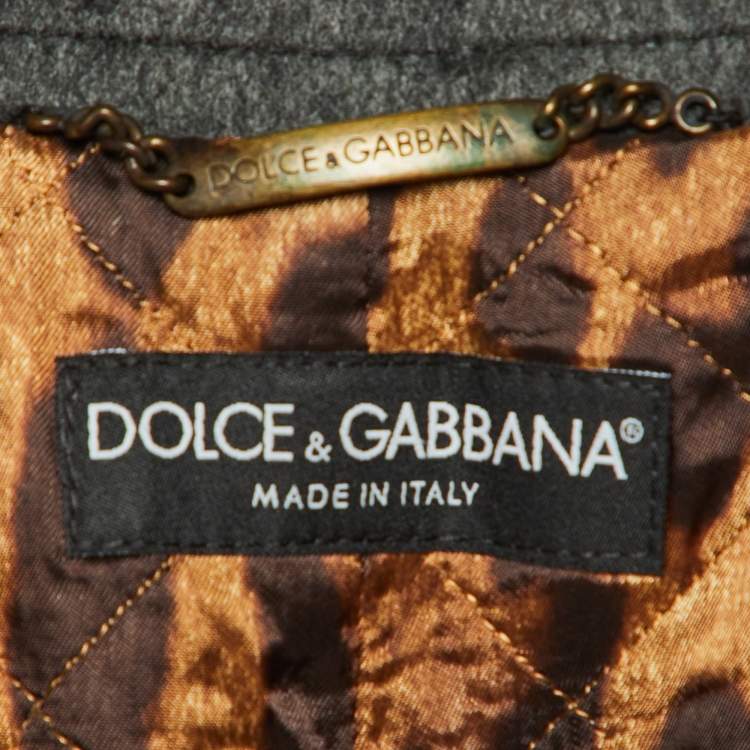 Pre Owned Dolce & Gabbana Black Leather Button Detail Tail Coat S