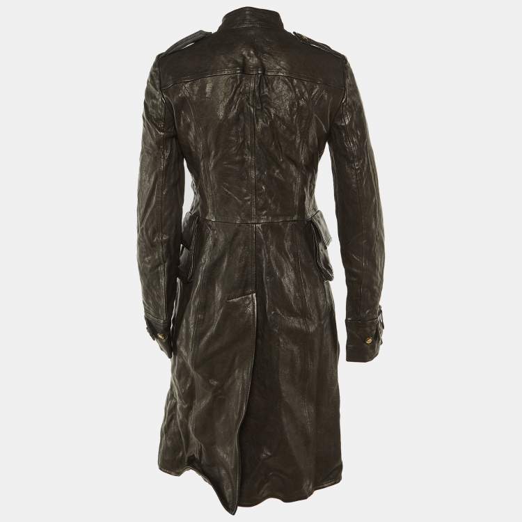 Pre Owned Dolce & Gabbana Black Leather Button Detail Tail Coat S