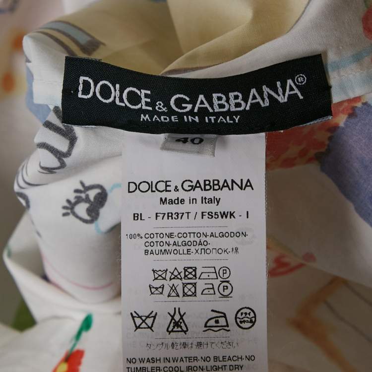 Pre Owned Dolce & Gabbana White Kid's Drawing Cotton Top S
