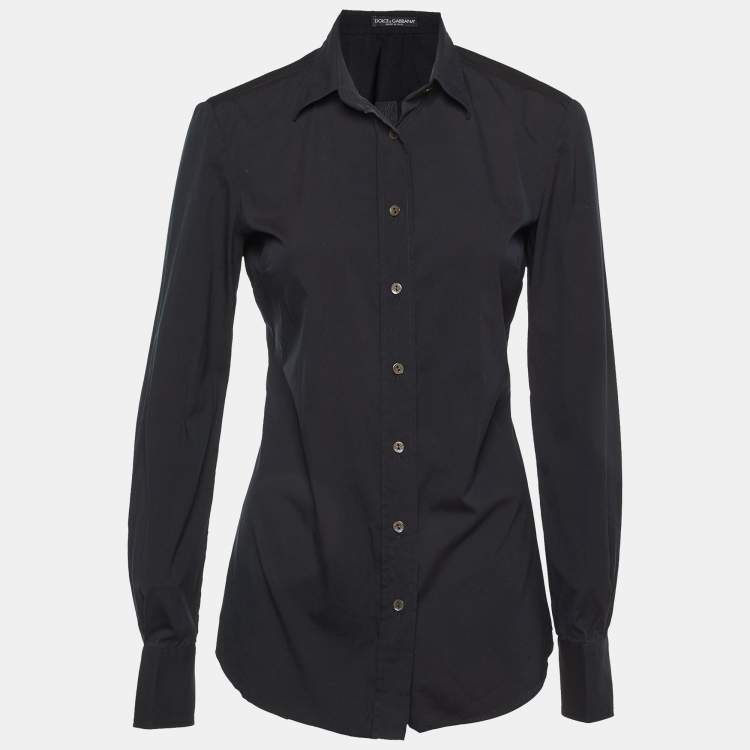 Pre Owned Dolce & Gabbana Black Cotton Button Front S