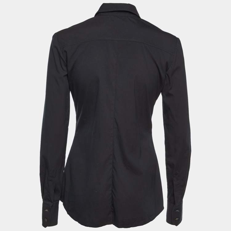 Pre Owned Dolce & Gabbana Black Cotton Button Front S