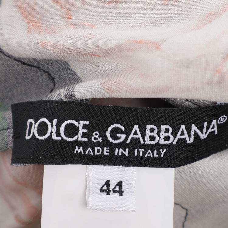Pre Owned Dolce & Gabbana Multicolor Floral Print Silk Lace Dress M