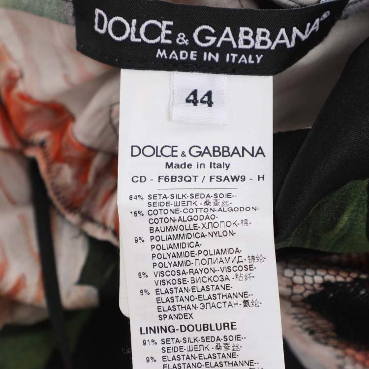 Pre Owned Dolce & Gabbana Multicolor Floral Print Silk Lace Dress M