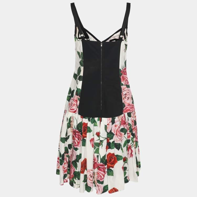 Pre Owned Dolce & Gabbana Multicolor Cotton Blend Floral Print Midi Dress M