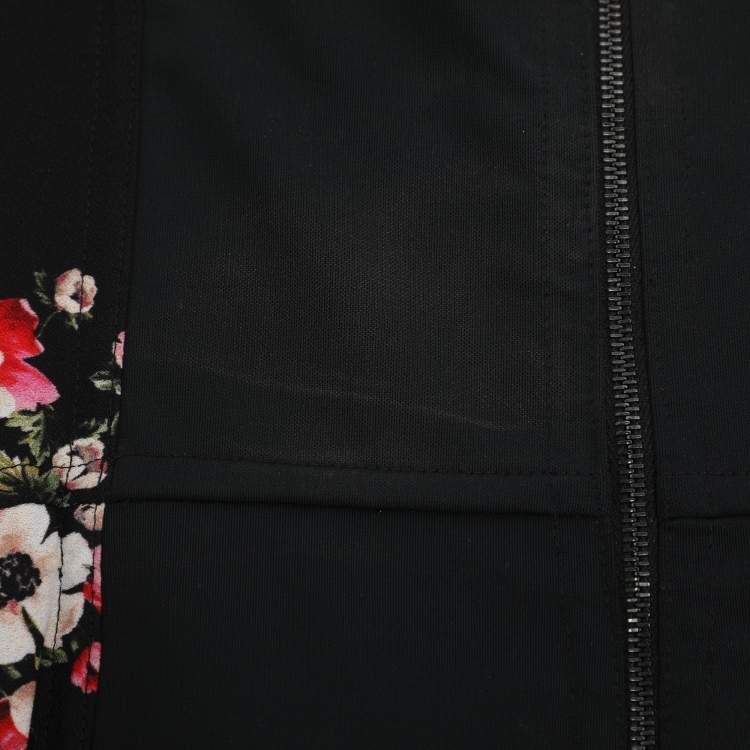 Pre Owned Dolce & Gabbana Black Floral Print Sleeveless Bodycon Dress M