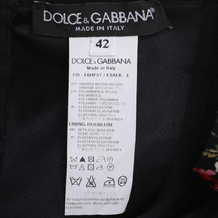 Pre Owned Dolce & Gabbana Black Floral Print Sleeveless Bodycon Dress M