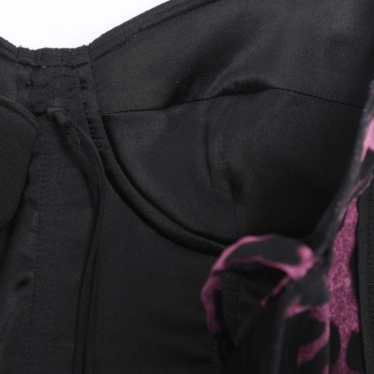 Pre Owned Dolce & Gabbana Purple/Black Silk Blend Bustier Top M