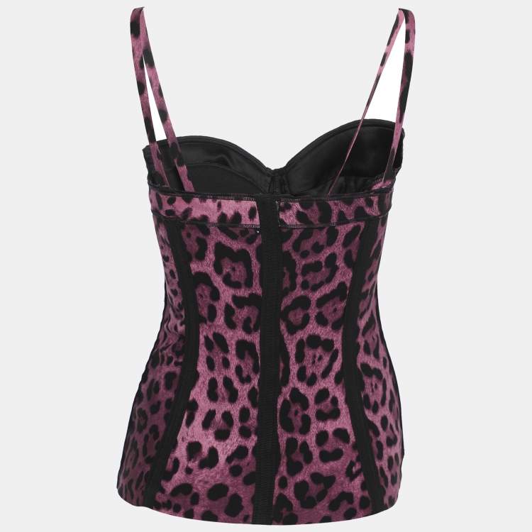 Pre Owned Dolce & Gabbana Purple/Black Silk Blend Bustier Top M