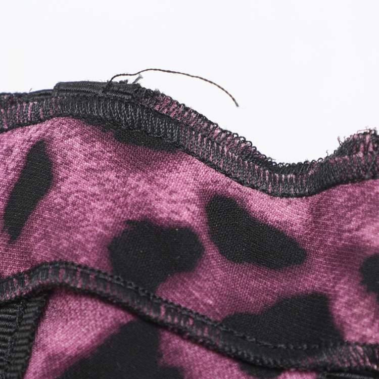 Pre Owned Dolce & Gabbana Purple/Black Silk Blend Bustier Top M