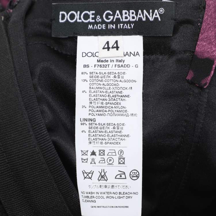 Pre Owned Dolce & Gabbana Purple/Black Silk Blend Bustier Top M