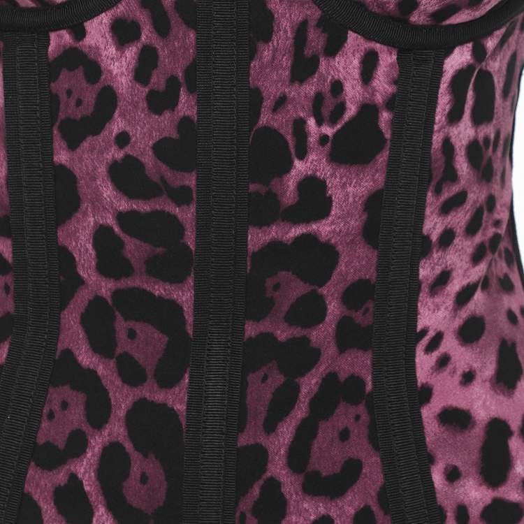 Pre Owned Dolce & Gabbana Purple/Black Silk Blend Bustier Top M